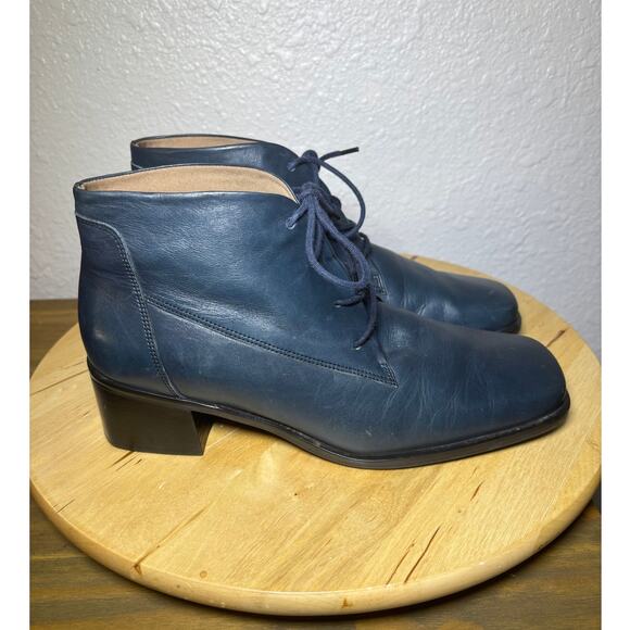 Easy Spirit Dark Blue Leather Booties size 9-9.5 - Picture 1 of 7